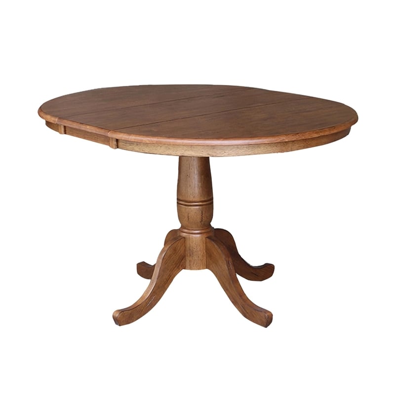 36 in. Wood Dining Table with 4 Madrid Ladderback Chairs in Distressed Oak