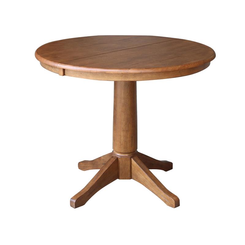 36 in. Wood Dining Table with 2 Madrid Ladderback Chairs in Distressed Oak