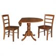 42 in. Wood Dining Table with 2 Madrid Ladderback Chairs in Distressed Oak