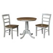 Wood Dining Table with 2 Madrid Ladderback Chairs in Distessed Hickory/Stone