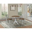 Wood Dining Table with 2 Madrid Ladderback Chairs in Distessed Hickory/Stone