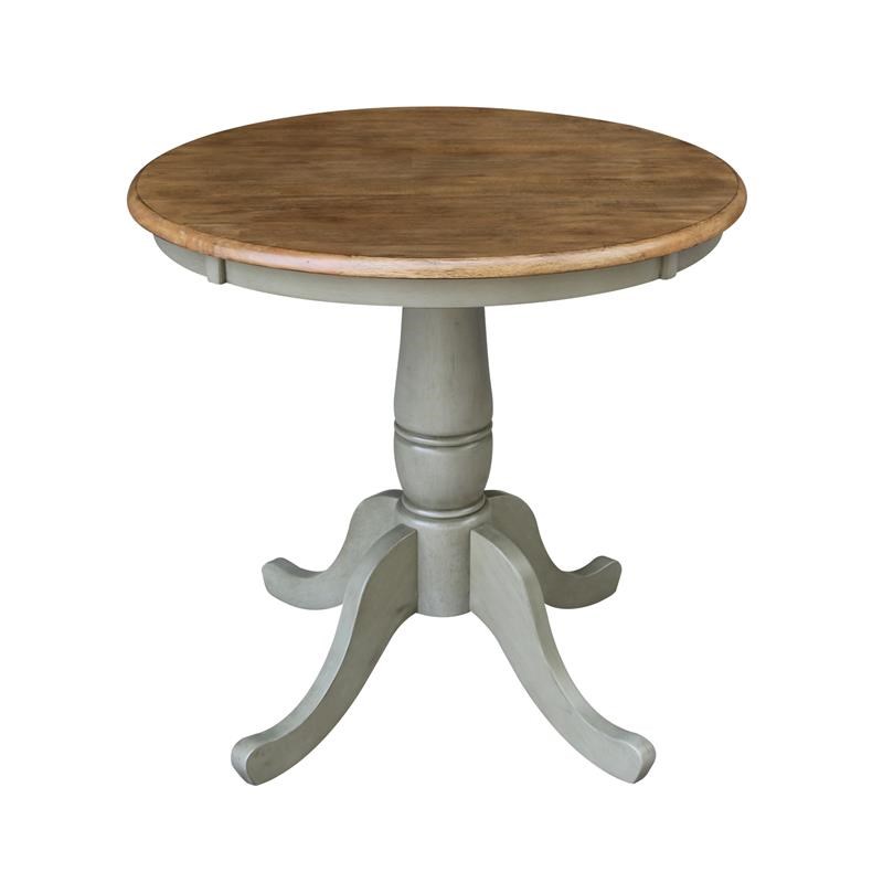 Wood Dining Table with 2 Madrid Ladderback Chairs in Distessed Hickory/Stone