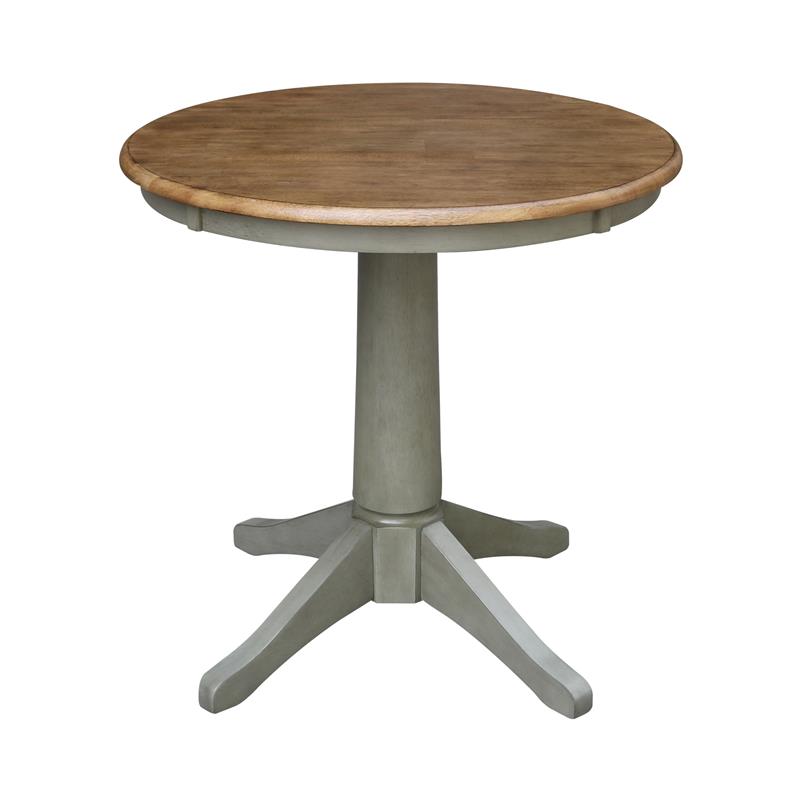Wood Dining Table with 2 Madrid Ladderback Chairs in Distessed Hickory/Stone