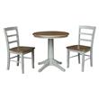 Wood Dining Table with 2 Madrid Ladderback Chairs in Distessed Hickory/Stone