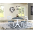 Wood Dining Table with 2 Madrid Ladderback Chairs in Distressed Hickory/Stone