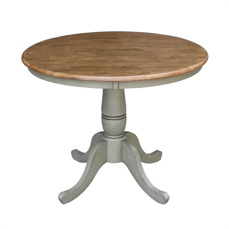 Wood Dining Table with 2 Madrid Ladderback Chairs in Distressed Hickory/Stone