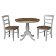Wood Dining Table with 2 Madrid Ladderback Chairs in Distressed Hickory/Stone
