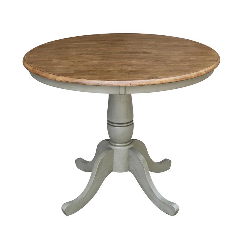 Wood Dining Table with 4 Madrid Ladderback Chairs in Distressed Hickory/Stone