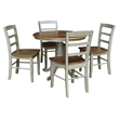 Wood Dining Table with 4 Madrid Ladderback Chairs in Distressed Hickory/Stone