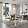Wood Dining Table with 4 Madrid Ladderback Chairs in Distressed Hickory/Stone