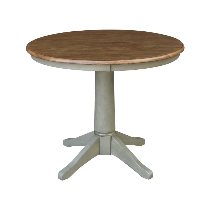 Wood Dining Table with 2 Madrid Ladderback Chairs in Distressed Hickory/Stone