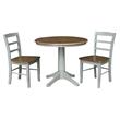 Wood Dining Table with 2 Madrid Ladderback Chairs in Distressed Hickory/Stone