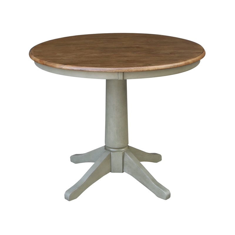 Wood Dining Table with 4 Madrid Ladderback Chairs in Distressed Hickory/Stone