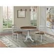 Wood Dining Table with 2 Madrid Ladderback Chairs in Distressed Hickory/Stone