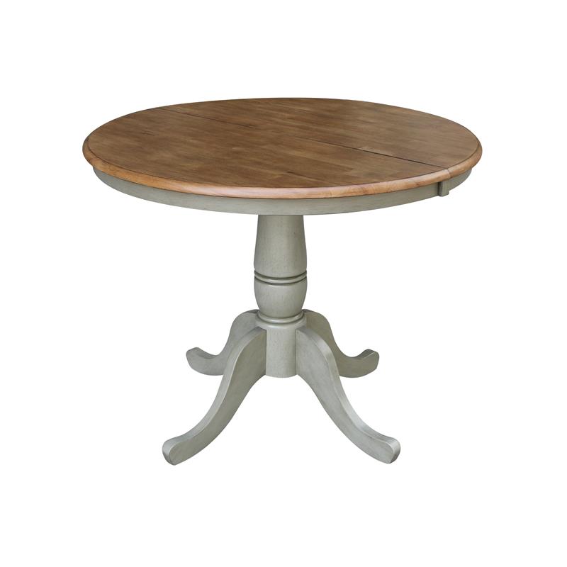 Wood Dining Table with 2 Madrid Ladderback Chairs in Distressed Hickory/Stone