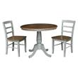 Wood Dining Table with 2 Madrid Ladderback Chairs in Distressed Hickory/Stone