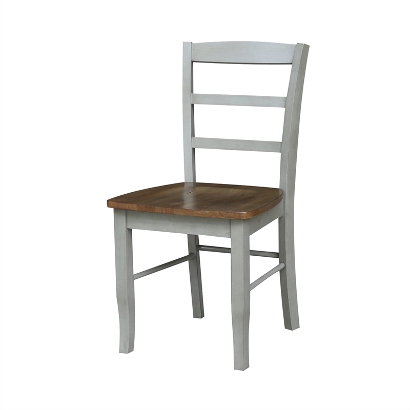 Wood Dining Table with 4 Madrid Ladderback Chairs in Distressed Hickory/Stone