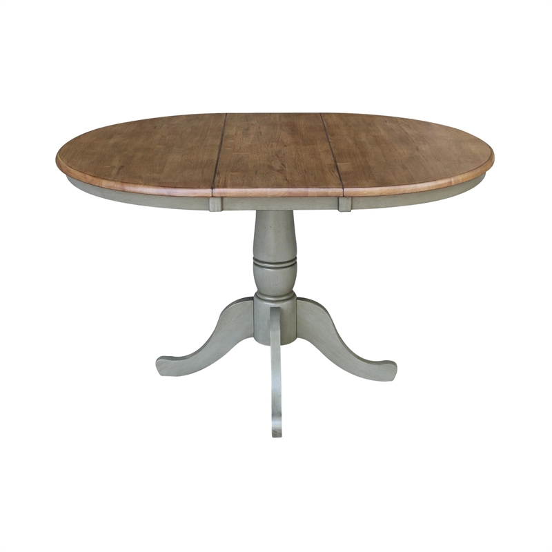 Wood Dining Table with 4 Madrid Ladderback Chairs in Distressed Hickory/Stone