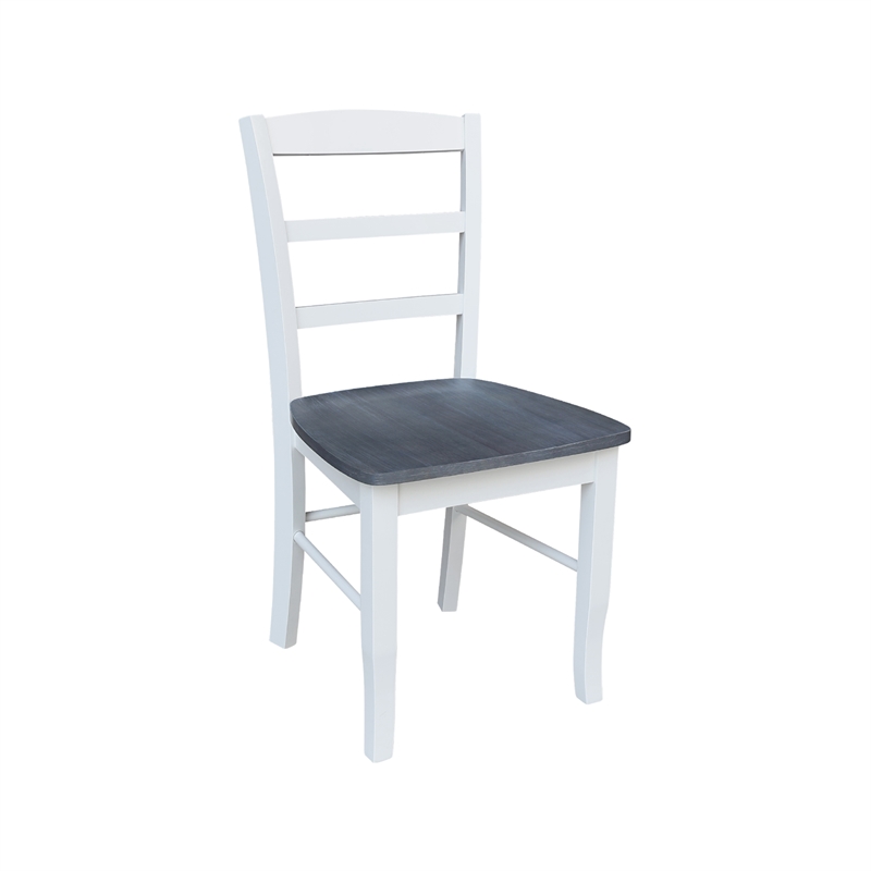 42 in. Wood Dining Table with 2 Madrid Ladderback Chairs in White/Heather Gray