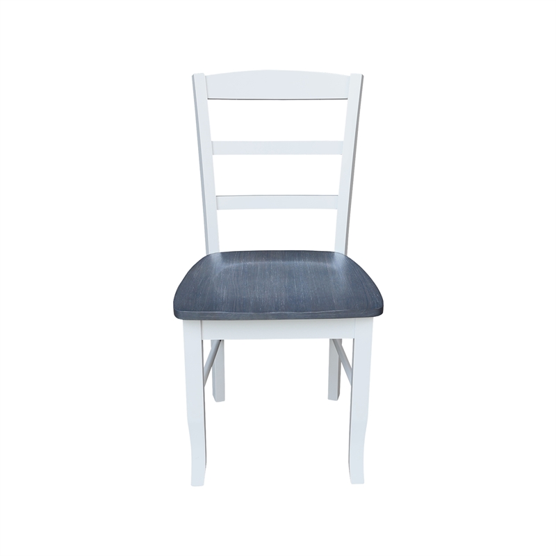 42 in. Wood Dining Table with 2 Madrid Ladderback Chairs in White/Heather Gray