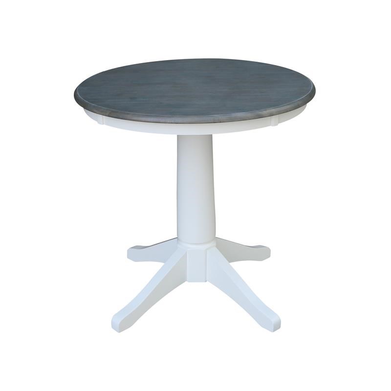 30 in. Wood Dining Table with 2 Madrid Ladderback Chairs in White/Heather Gray
