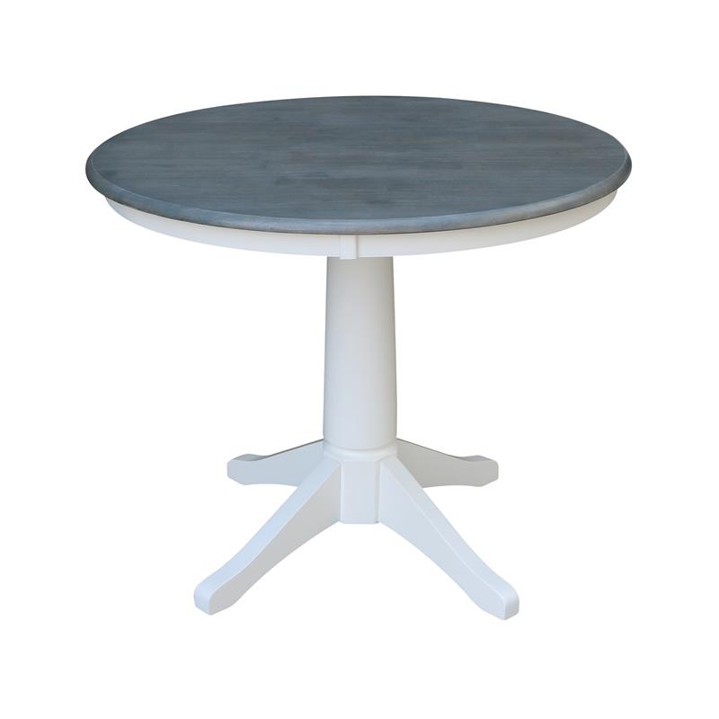 36 in. Wood Dining Table with 2 Madrid Ladderback Chairs in White/Heather Gray