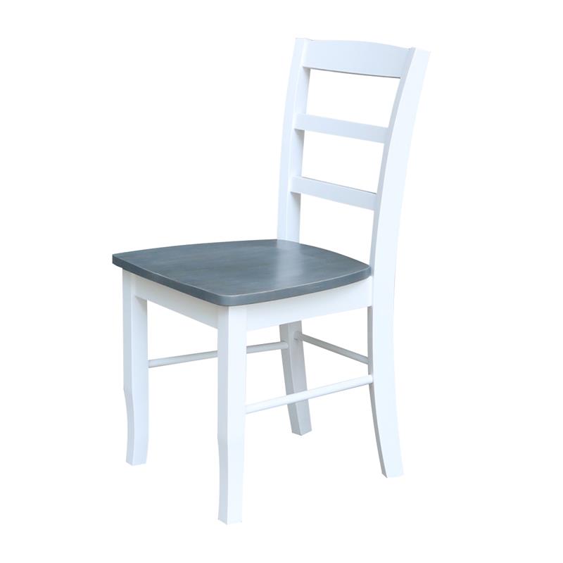 36 in. Wood Dining Table with 2 Madrid Ladderback Chairs in White/Heather Gray