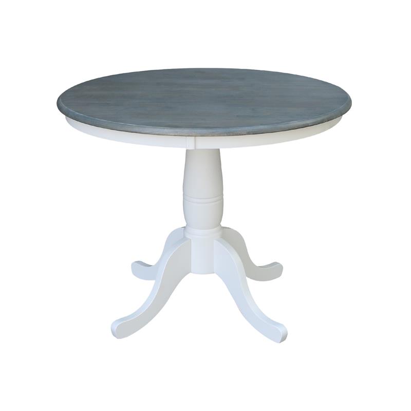 36 in. Wood Dining Table with 4 Madrid Ladderback Chairs in White/Heather Gray