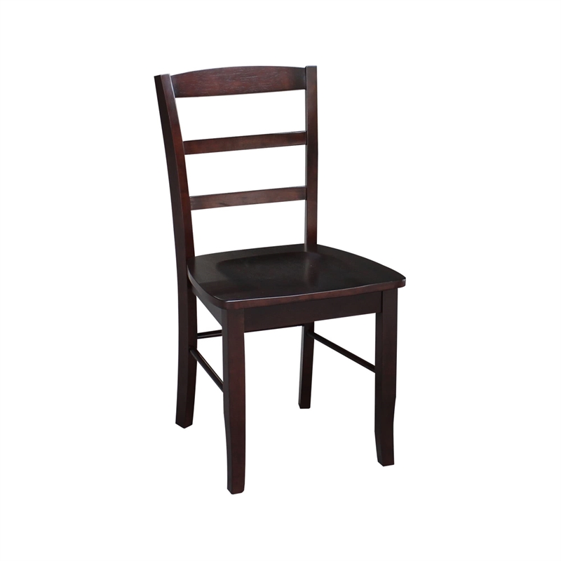 30 in. Wood Dining Table with 2 Madrid Ladderback Chairs in Rich Mocha