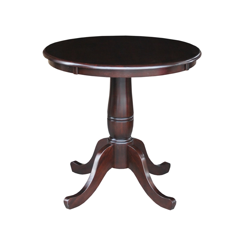 30 in. Wood Dining Table with 2 Madrid Ladderback Chairs in Rich Mocha