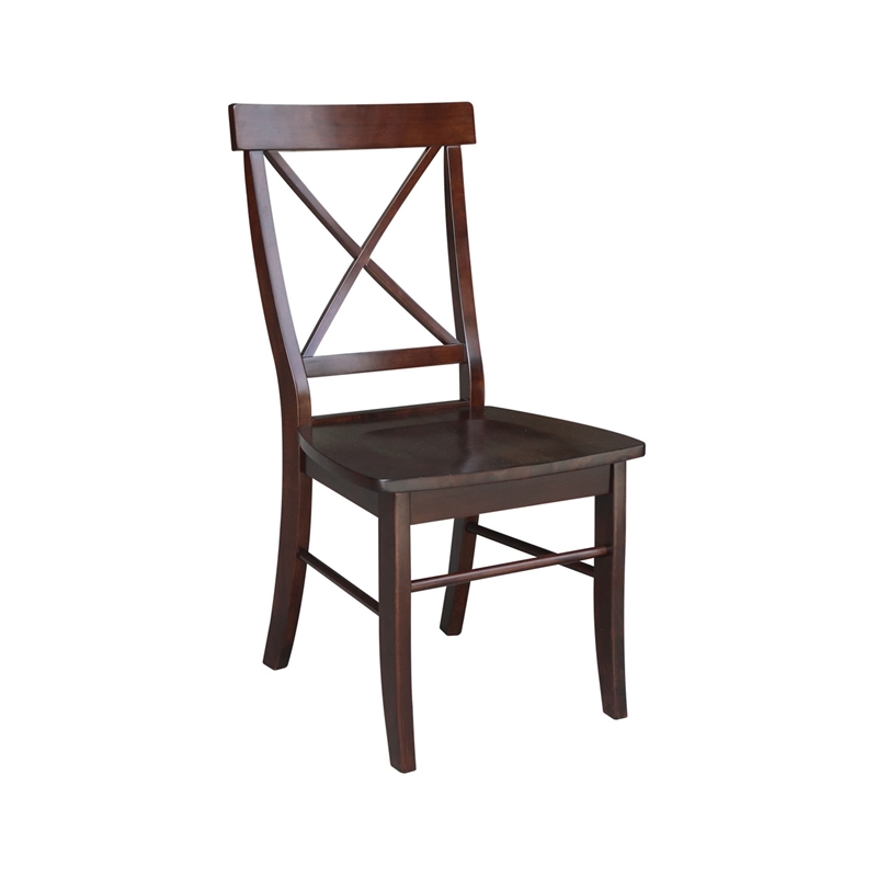 30 in. Wood Dining Table with 2 X-Back Chairs in Rich Mocha