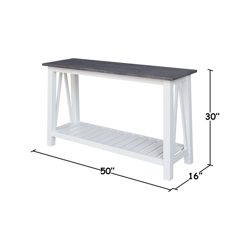Surrey Solid Wood Console/Sofa Table in White/Heather Gray