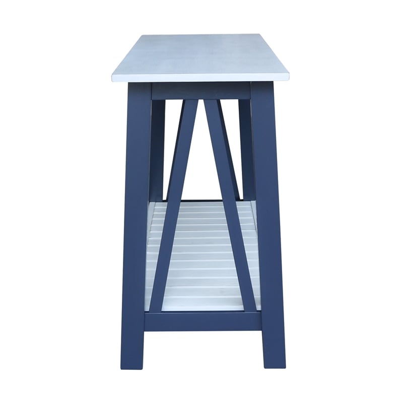Surrey Solid Wood Console/Sofa Table in Blue/Antiqued Chalk