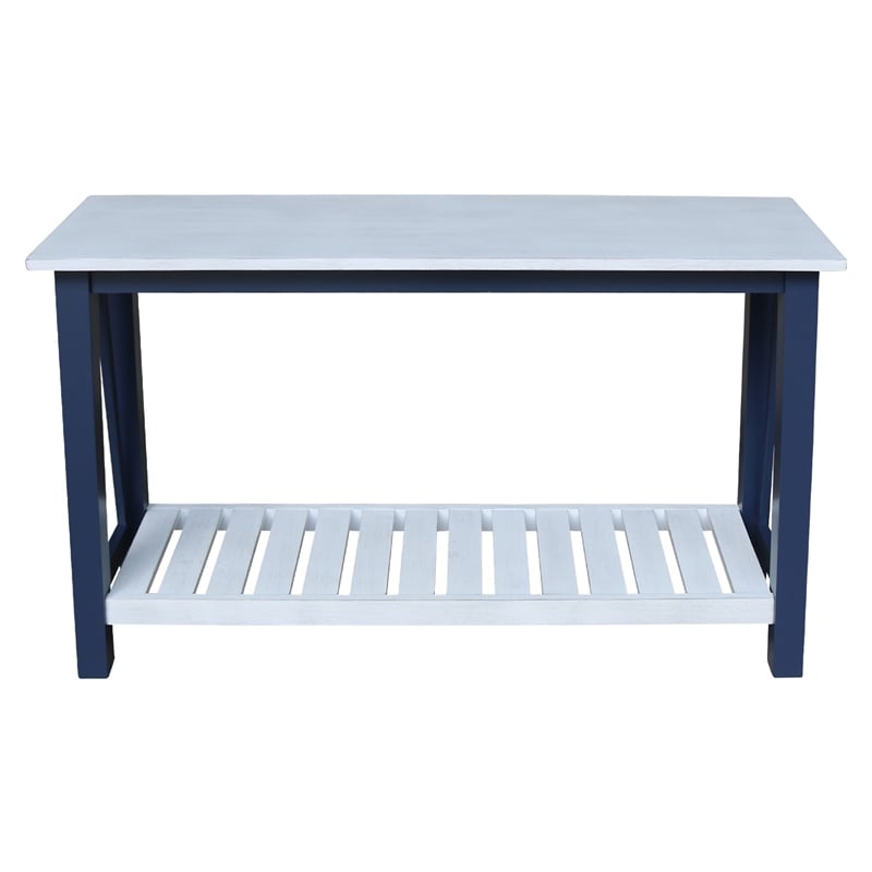 Surrey Solid Wood Console/Sofa Table in Blue/Antiqued Chalk