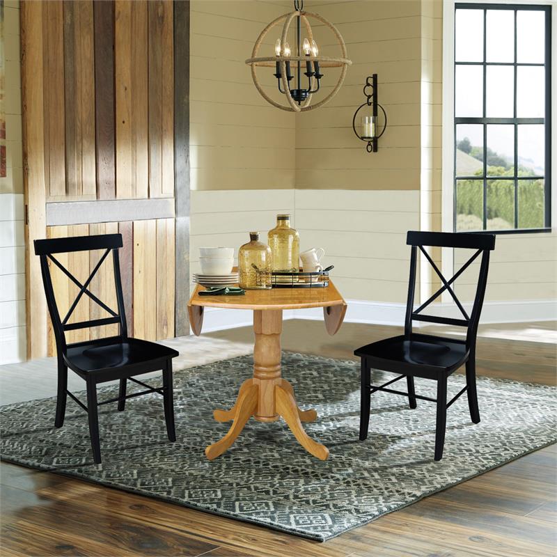 42 in Dual Drop Leaf Dining Table with 2 Dining Chairs - 3 Piece Dining Set