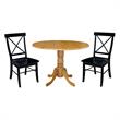 42 in Dual Drop Leaf Dining Table with 2 Dining Chairs - 3 Piece Dining Set