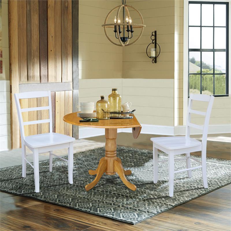 42 in Dual Drop Leaf Dining Table with 2 Dining Chairs - 3 Piece Dining Set