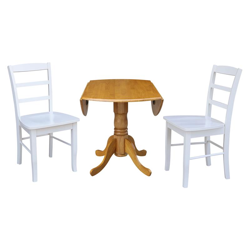 42 in Dual Drop Leaf Dining Table with 2 Dining Chairs - 3 Piece Dining Set