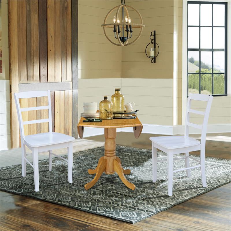 42 in Dual Drop Leaf Dining Table with 2 Dining Chairs - 3 Piece Dining Set