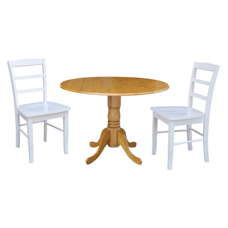 42 in Dual Drop Leaf Dining Table with 2 Dining Chairs - 3 Piece Dining Set
