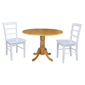 42 in Dual Drop Leaf Dining Table with 2 Dining Chairs - 3 Piece Dining Set