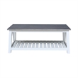 Surrey Solid Wood Coffee Table with Shelf - White/Heather Gray