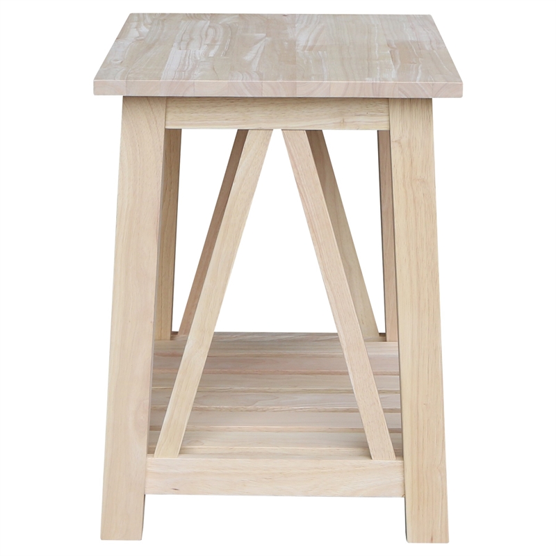 International Concepts Surrey Solid Wood End Table with Shelf - Unfinished