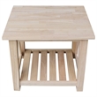 International Concepts Surrey Solid Wood End Table with Shelf - Unfinished