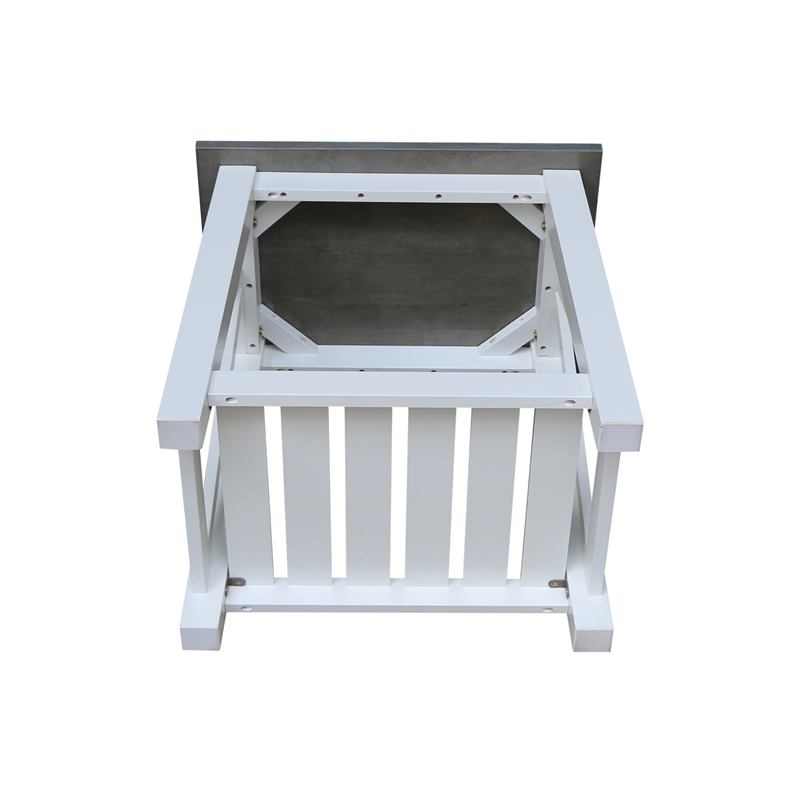 Surrey Solid Wood End Table with Shelf in White/Heather Gray