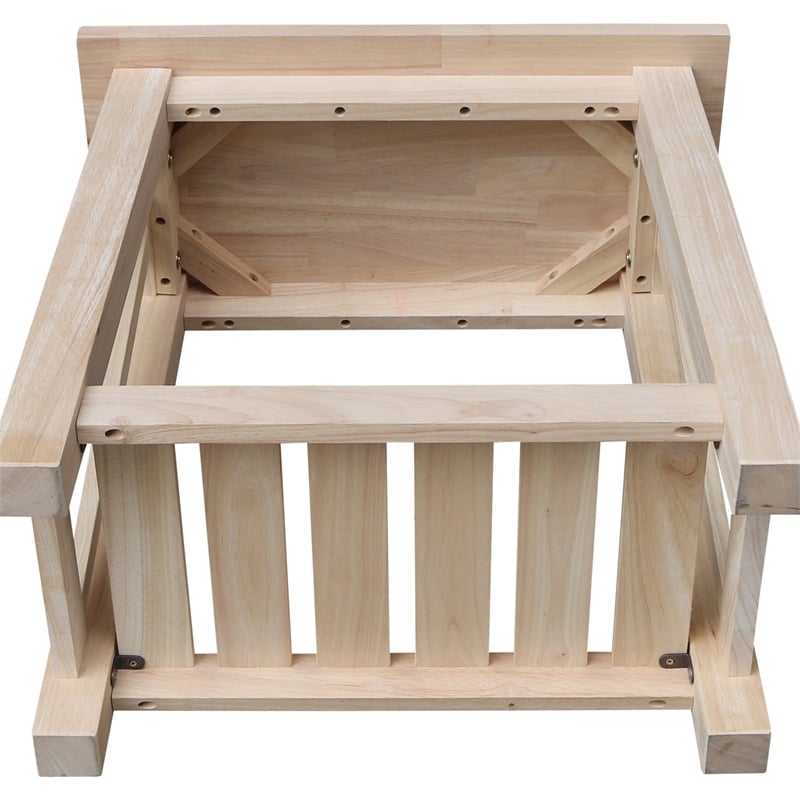 International Concepts Surrey Solid Wood Side Table with Shelf - Unfinished