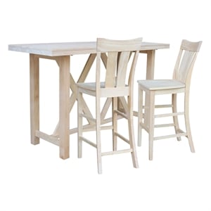 Bar Height Table With 2 Splat Back Bar Stools - 30 in. Seat Height