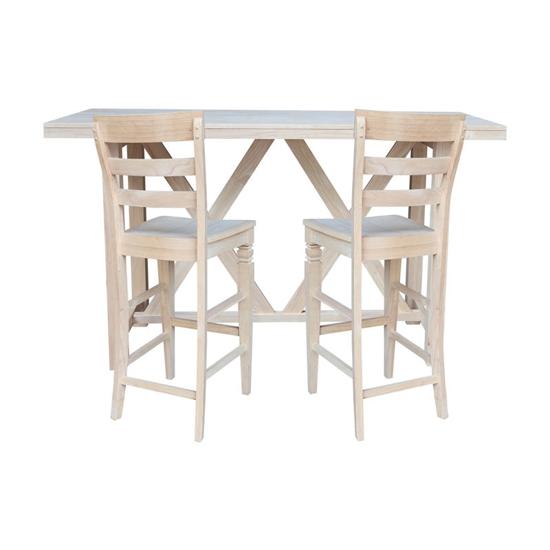 Bar Height Table With 2 Ladder Back Bar Stools - 30 in. Seat Height