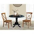 42 in. Dual Drop Leaf Table with 2 Cross Back Dining Chairs - 3 Piece Dining Set
