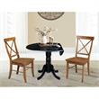 42 in. Dual Drop Leaf Table with 2 Cross Back Dining Chairs - 3 Piece Dining Set
